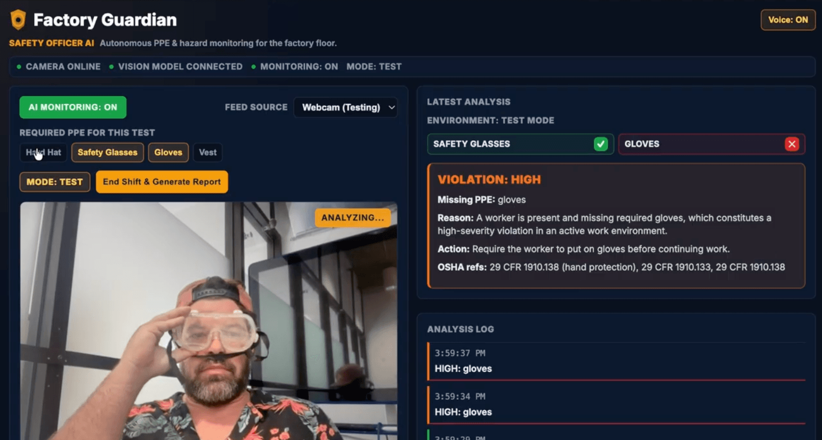 Factory Guardian Safety Officer AI hackathon build