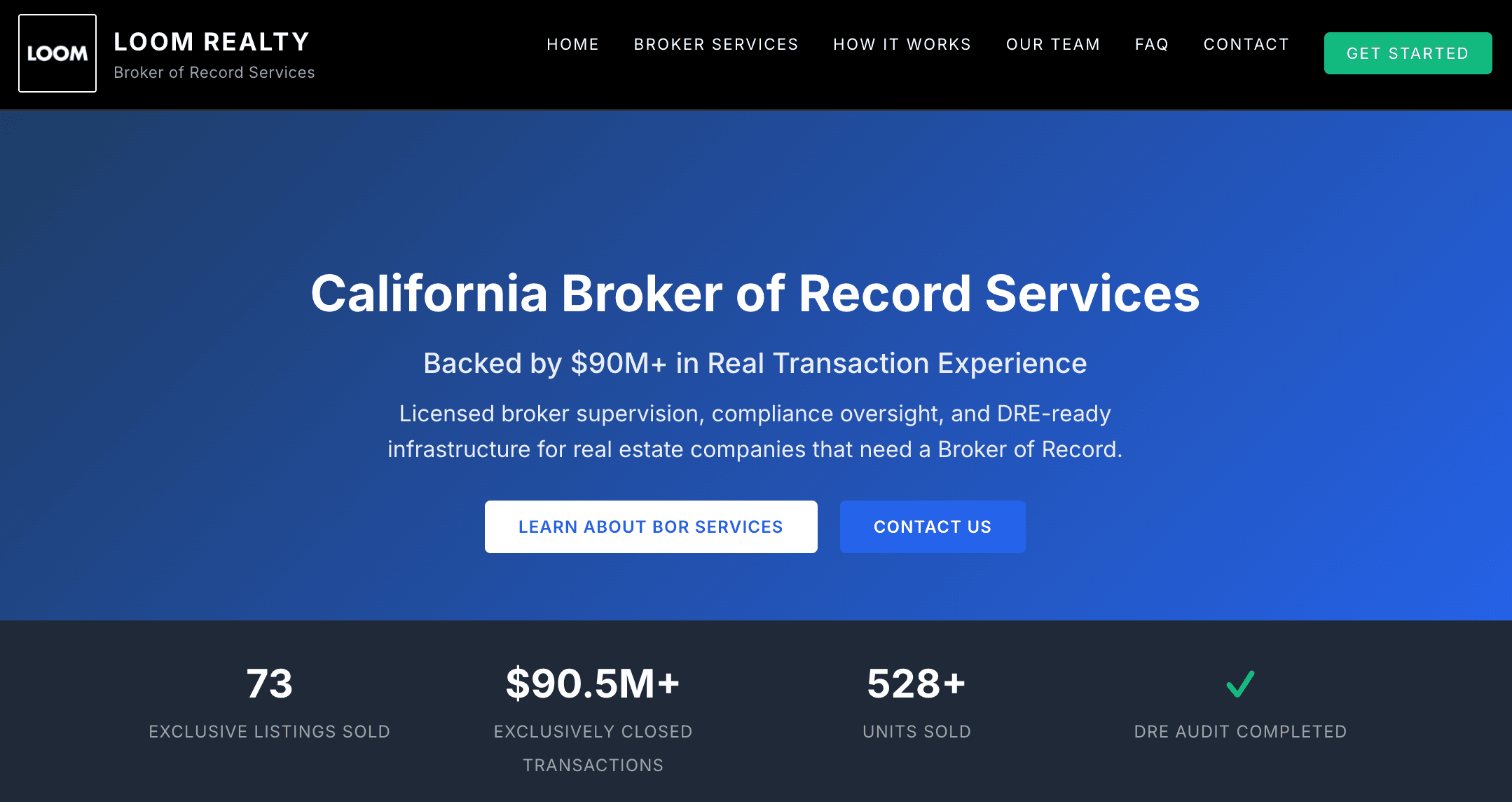 LoomRealty Broker of Record services screenshot