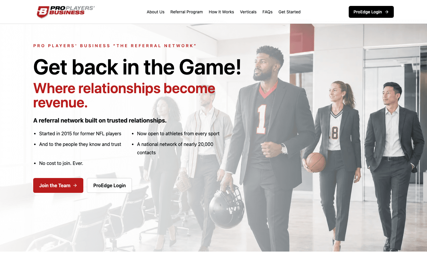 Pro Players Business homepage screenshot
